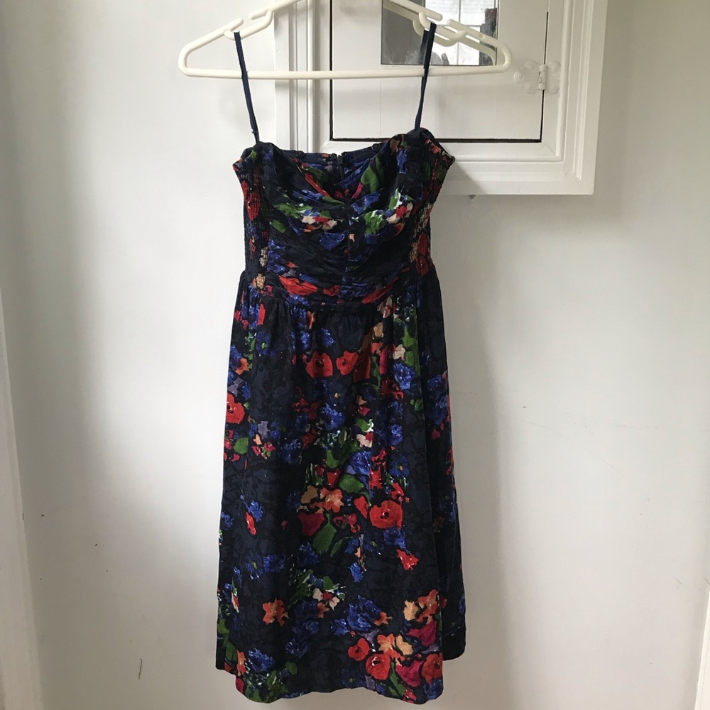 Cute Anthropologie strapless corduroy floral dress